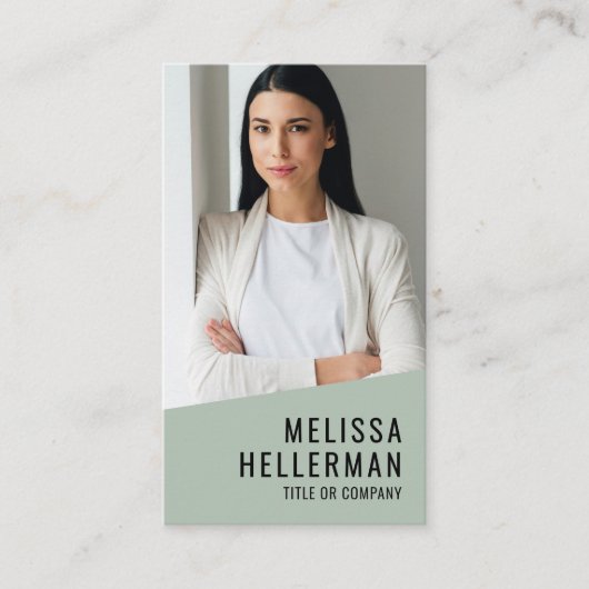 Professional Photo QR Code Logo Green Vertical 名刺 (正面)