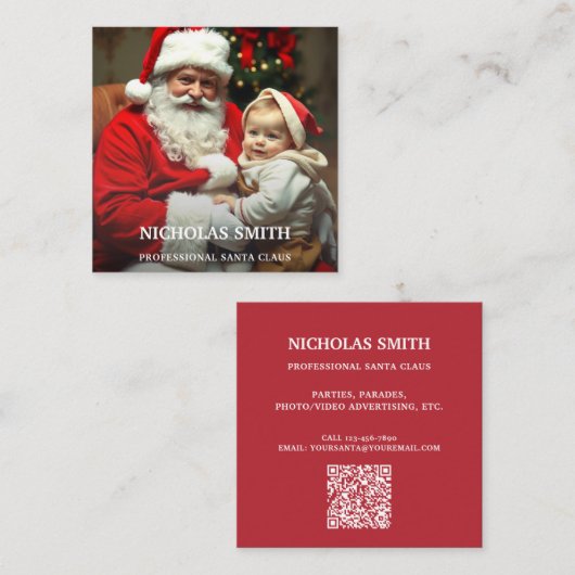 Professional Photo Santa Claus QR code スクエア名刺 (正面/裏面)