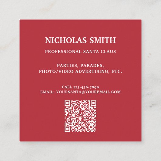 Professional Photo Santa Claus QR code スクエア名刺 (裏面)