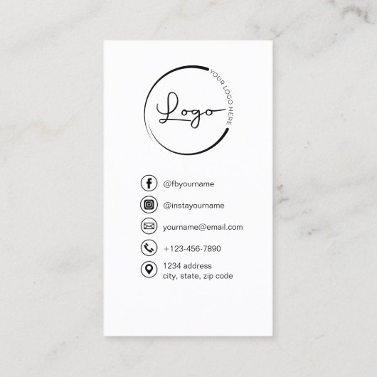 Professional Photo White QR Code Social Media 名刺 (裏面)