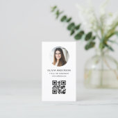 Professional Photo White QR Code Social Media 名刺 (スタンド正面)
