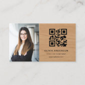 Professional Photo Wood QR Code Social Media 名刺 (正面)