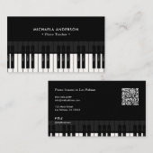 Professional Piano Teacher QR Code & Social Media 名刺 (正面/裏面)