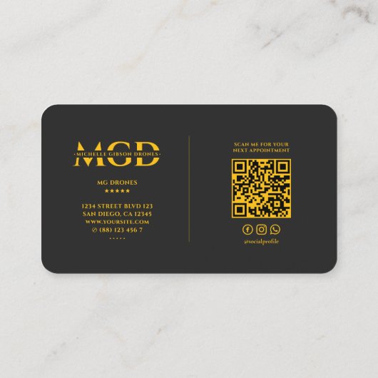 Professional Pilot Drone Operator Yellow Black 名刺 (裏面)