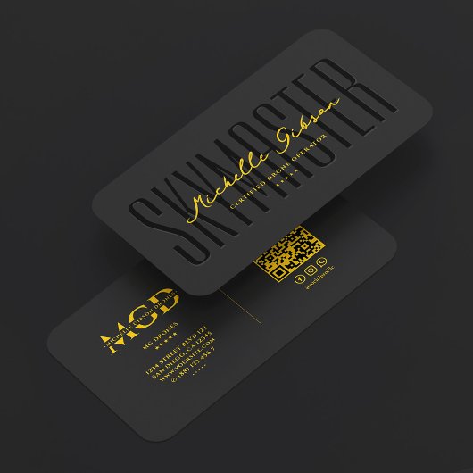 Professional Pilot Drone Operator Yellow Black 名刺