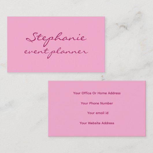 Professional Pink Colorful Girly Modern Elegant 名刺 (正面/裏面)