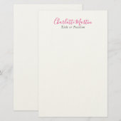 Professional Pink White Manager Consultant Chief 便箋 (正面/裏面)