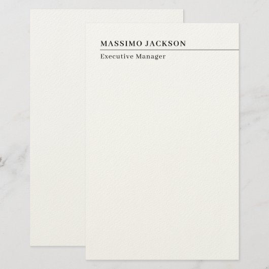 Professional plain minimalist modern name title 便箋 (正面/裏面)