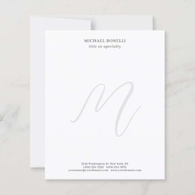 Professional Plain Minimalist Monogrammed Paper (正面)