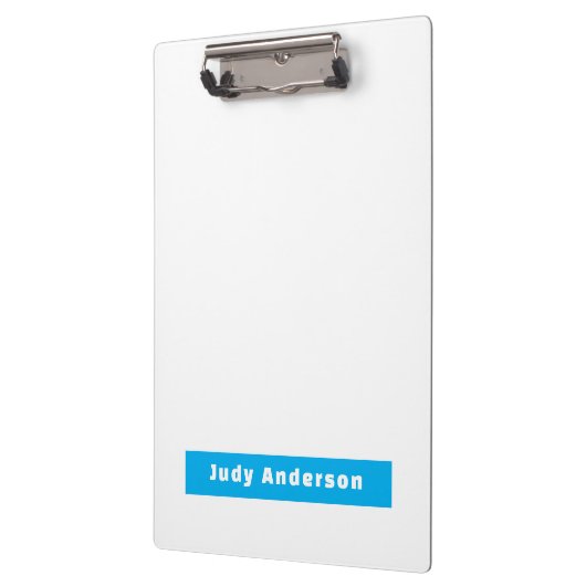 Professional Plain Modern Elegant Name Blue White クリップボード (左)