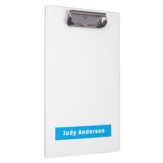 Professional Plain Modern Elegant Name Blue White クリップボード (右)