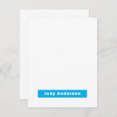 Professional Plain Modern Elegant Name Blue White ノートカード (正面/裏面)