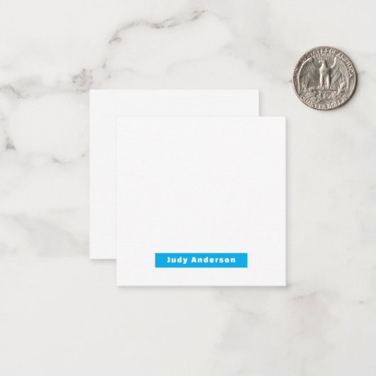 Professional Plain Modern Elegant Name Blue White ノートカード (正面/裏面インサイチュ)