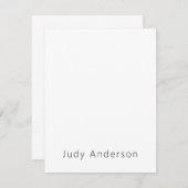 Professional Plain Modern Elegant Your Name ノートカード (正面/裏面)