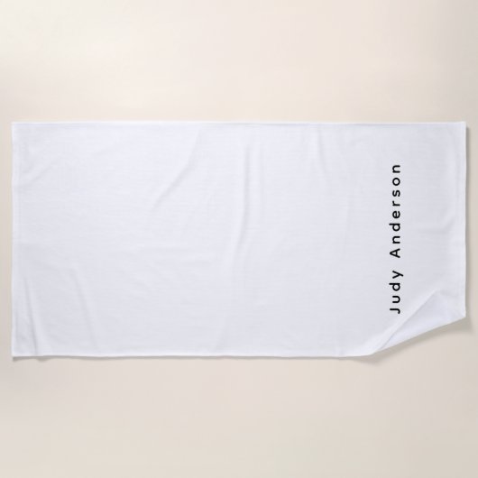 Professional Plain Modern Elegant Your Name ビーチタオル (正面)