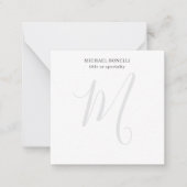 Professional Plain Modern Minimalist Monogrammed ノートカード (正面)