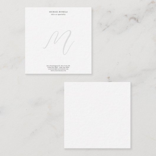 Professional Plain Modern Minimalist Monogrammed ノートカード (正面/裏面)