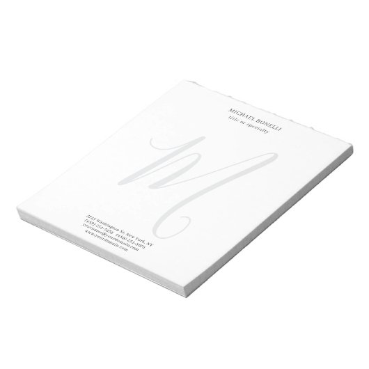 Professional Plain Modern Minimalist Monogrammed ノートパッド (回転)