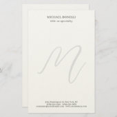 Professional Plain Modern Minimalist Monogrammed 便箋 (正面/裏面)