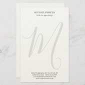 Professional Plain Modern Minimalist Monogrammed 便箋 (正面/裏面)