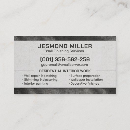 Professional Plaster Paint Wall Services 名刺 (裏面)