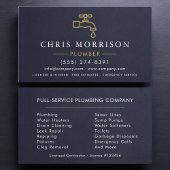 Professional Plumber Navy Blue Gold Minimalist 名刺