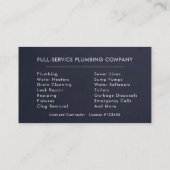 Professional Plumber Navy Blue Gold Minimalist 名刺 (裏面)