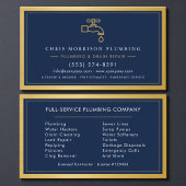 Professional Plumber Navy Blue Gold QR Code 名刺