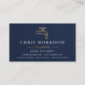 Professional Plumbing Plumber Navy Blue Gold  名刺 (正面)