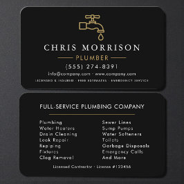 Professional Plumbing Service Black Gold 名刺