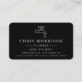 Professional Plumbing Service Black & Silver 名刺 (正面)