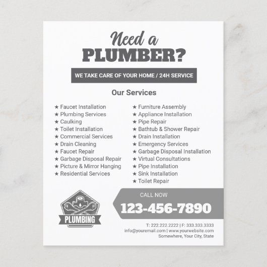 Professional Plumbing Service Business Logo チラシ (正面)