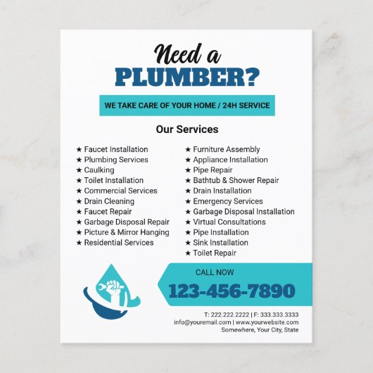 Professional Plumbing Service Business Logo チラシ (正面)