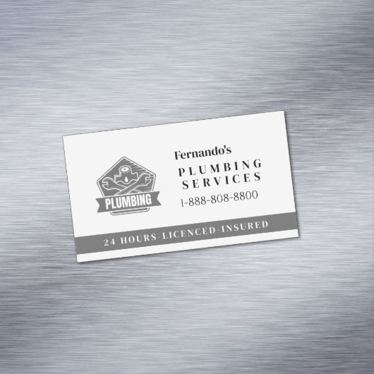 Professional Plumbing Service Business Logo マグネット名刺 (インサイチュ)
