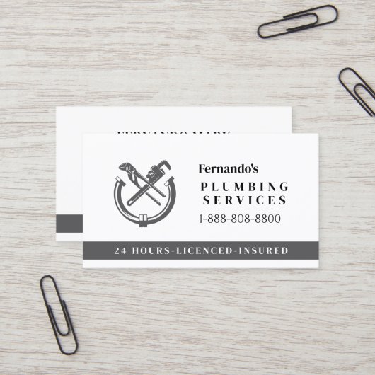 Professional Plumbing Service Business Logo 名刺 (正面/裏面インサイチュ)