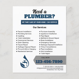 Professional Plumbing Service Water Drop Logo  チラシ