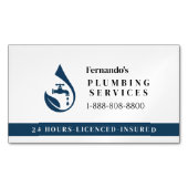 Professional Plumbing Service Water Drop Logo  マグネット名刺 (正面)
