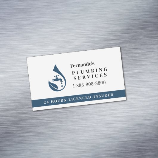 Professional Plumbing Service Water Drop Logo  マグネット名刺 (インサイチュ)