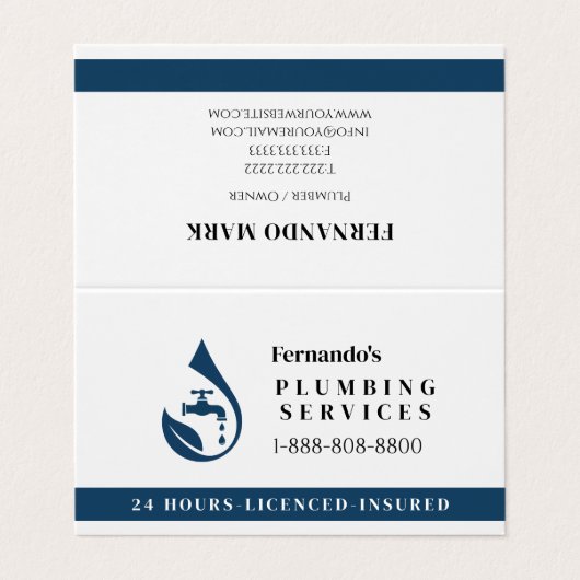 Professional Plumbing Service Water Drop Logo  名刺 (外部フラット)