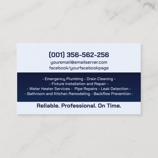 Professional Plumbing Services  名刺 (裏面)