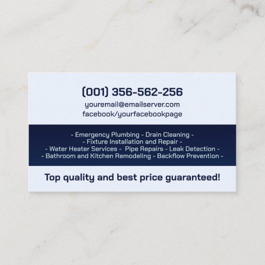 Professional Plumbing Services  名刺 (裏面)