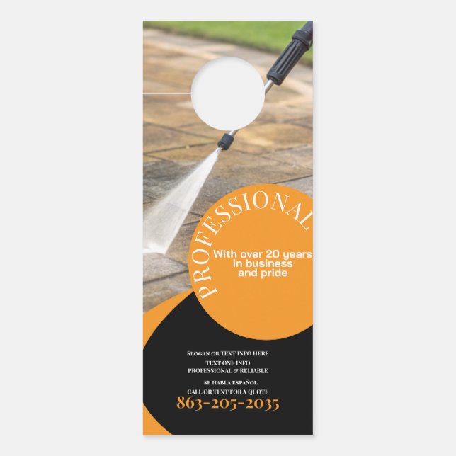 Professional Pressure Washing Orange Black ドアノブサイン (正面)