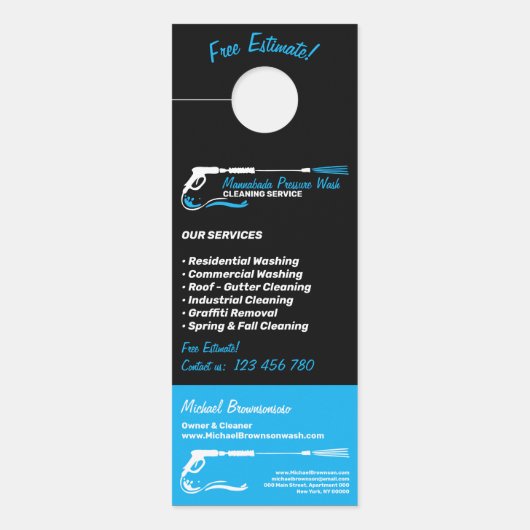 Professional Pressure Washing & Power Cleaning ドアノブサイン (正面)