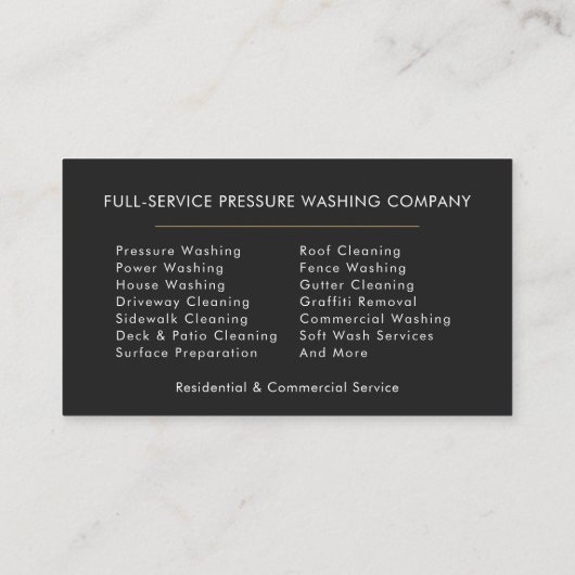 Professional Pressure Washing Power Wash 名刺 (裏面)