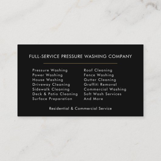 Professional Pressure Washing Power Wash 名刺 (裏面)