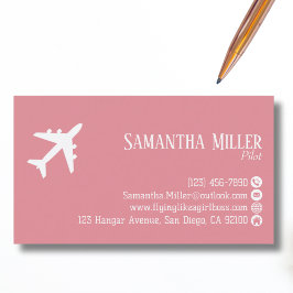 Professional QR Code Aviation Pink White Custom 名刺