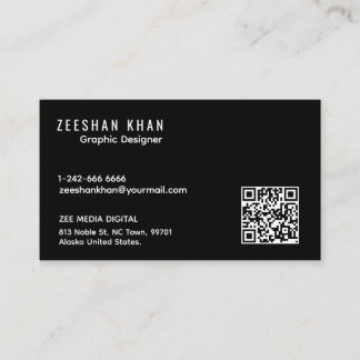 Professional QR Code Black Classic Business Card  名刺