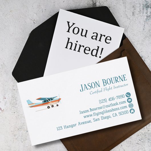 Professional QR Code Cessna Airplane Blue Custom 名刺