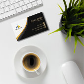 Professional QR Code Elegant Black Gold Pilot 名刺