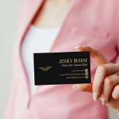 Professional QR Code Elegant Black Gold Pilot Lux 名刺